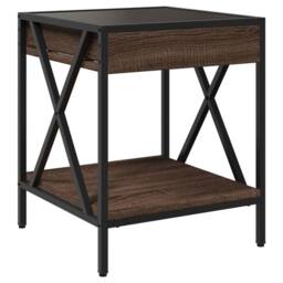 Berkfield Home Decorative Bedside Table with Infinity LED Brown Oak 40x40x49 cm - Size: 40 x 40 x 49 cm - thumbnail 8