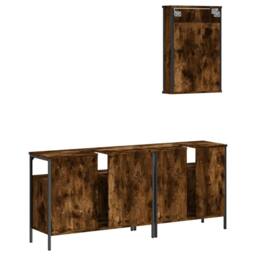 Berkfield Home 3 Piece Bathroom Furniture Set Smoked Oak Engineered Wood in Brown - thumbnail 8