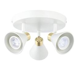First Choice Lighting Set of 2 Burton - Matt White & Gold Detail 3 Way Ceiling Spotlights - thumbnail 2