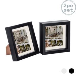 "Nicola Spring 3D Box Photo Frames - 6 x 6"" with 4 x 4"" Mount - White Mount - Pack of 2 in Black" - thumbnail 1