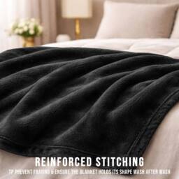 Grace Super Soft Flannel Fleece Blanket Cozy Throw Blanket in Black - Size: 130 cm x 150 cm - thumbnail 5