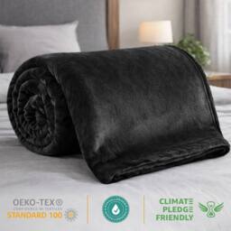 Grace Super Soft Flannel Fleece Blanket Cozy Throw Blanket in Black - Size: 130 cm x 150 cm - thumbnail 6