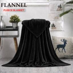 Grace Super Soft Flannel Fleece Blanket Cozy Throw Blanket in Black - Size: 130 cm x 150 cm - thumbnail 1