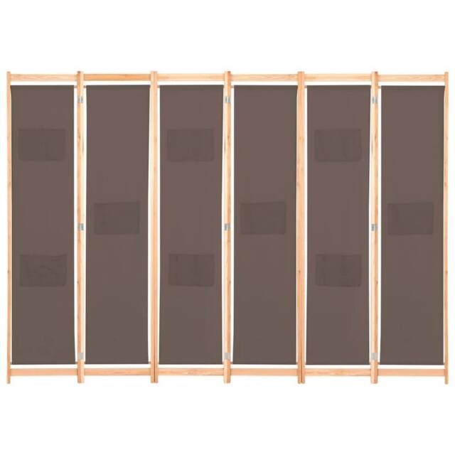 Berkfield Home 6-Panel Room Divider Brown 240x170x4 cm Fabric - Size: 240 x 170 x 4 cm - image 1