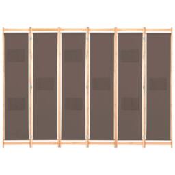 Berkfield Home 6-Panel Room Divider Brown 240x170x4 cm Fabric - Size: 240 x 170 x 4 cm - thumbnail 1