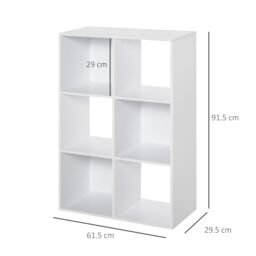 HOMCOM 3 tier 6 Cubes Storage Unit Particle Board Cabinet Bookcase Organiser in White - thumbnail 3