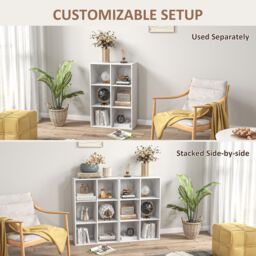 HOMCOM 3 tier 6 Cubes Storage Unit Particle Board Cabinet Bookcase Organiser in White - thumbnail 5