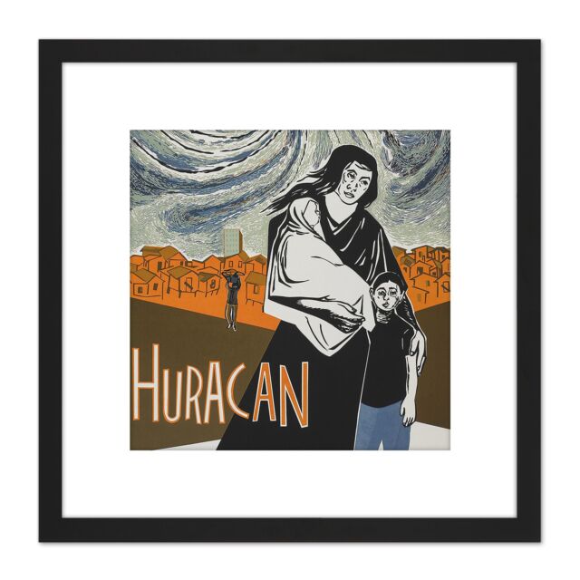 Artery8 Cortes Movie Huracan Hurricane Puerto Rico Joey Friends 8X8 Inch Square Wooden Framed Wall Art Print Picture with Mount in Black - image 1