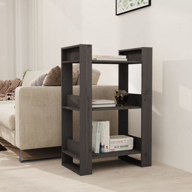 Berkfield Home Book Cabinet/Room Divider Grey 60x35x91 cm Solid Wood Pine - Size: 60 x 35 x 91 cm - image 1