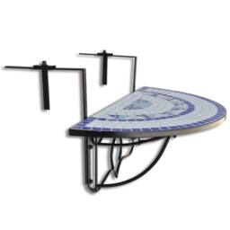 Berkfield Home Hanging Balcony Table Blue & White Mosaic - thumbnail 1