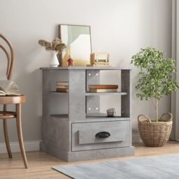 Berkfield Home Side Table Concrete Grey 50x50x60 cm Engineered Wood - Size: 50 x 50 x 60 cm - thumbnail 1