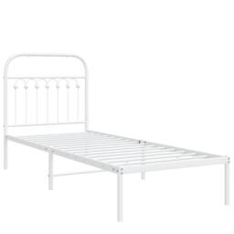 Berkfield Home Metal Bed Frame without Mattress with Headboard White 80x200cm - Size: 80x200 cm - thumbnail 3