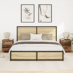 Berkfield Home Bedside Cabinets with LED Lights 2 pcs Old Wood 45x40x55 cm in Brown - Size: 45 x 40 x 55 cm - thumbnail 5
