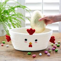 Paper High Felt Chicken Storage Basket in White - thumbnail 1