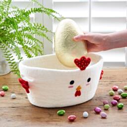 Paper High Felt Chicken Storage Basket in White - thumbnail 2