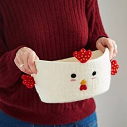 Paper High Felt Chicken Storage Basket in White - thumbnail 4