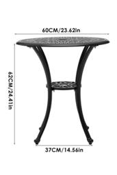 Garden Sanctuary 3Pcs Outdoor Garden Cast Aluminum Round Dining Table Set in Black - thumbnail 5