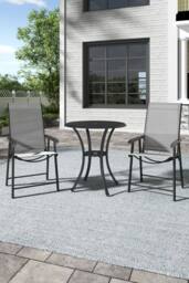 Garden Sanctuary 3Pcs Outdoor Garden Cast Aluminum Round Dining Table Set in Black - thumbnail 1