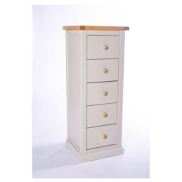 Cabinet Bits Loreo 5 Drawer Narrow Chest of Drawers Wood Knob in Light Grey - thumbnail 2