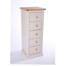 Cabinet Bits Loreo 5 Drawer Narrow Chest of Drawers Wood Knob in Light Grey - thumbnail 3