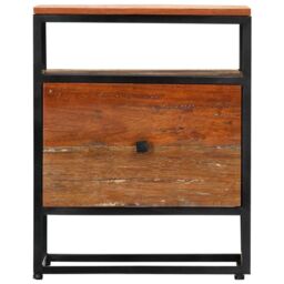 Berkfield Home Bedside Cabinet 40x30x50 cm Solid Reclaimed Wood & Steel in Brown - Size: 40 x 30 x 50 cm - thumbnail 4