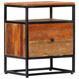 Berkfield Home Bedside Cabinet 40x30x50 cm Solid Reclaimed Wood & Steel in Brown - Size: 40 x 30 x 50 cm - thumbnail 1