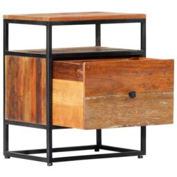 Berkfield Home Bedside Cabinet 40x30x50 cm Solid Reclaimed Wood & Steel in Brown - Size: 40 x 30 x 50 cm - thumbnail 2
