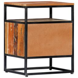 Berkfield Home Bedside Cabinet 40x30x50 cm Solid Reclaimed Wood & Steel in Brown - Size: 40 x 30 x 50 cm - thumbnail 3