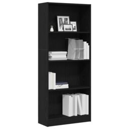 Berkfield Home Black Oak Bookcase - 60 x 24 x 143 cm - Made from Engineered Wood - thumbnail 3