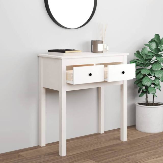 Berkfield Home Beautiful Console Table White 70x35x75 cm Solid Wood Pine - Size: 70 x 35 x 75 cm - image 1