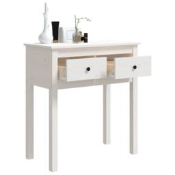 Berkfield Home Beautiful Console Table White 70x35x75 cm Solid Wood Pine - Size: 70 x 35 x 75 cm - thumbnail 5