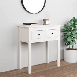 Berkfield Home Beautiful Console Table White 70x35x75 cm Solid Wood Pine - Size: 70 x 35 x 75 cm - thumbnail 2