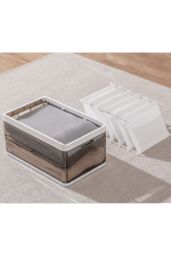 Living and Home 7 Dividers Folding Clothes Organiser Wardrobe Drawer Storage Box with Lid in Brown - thumbnail 4