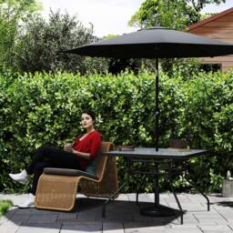 OUTSUNNY Square Patio Table, Glass Top Garden Dining Table 100 x 100cm in Black - Size: 100 x 100 cm - thumbnail 1