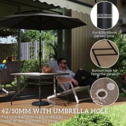 OUTSUNNY Square Patio Table, Glass Top Garden Dining Table 100 x 100cm in Black - Size: 100 x 100 cm - thumbnail 4