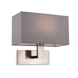 Netlighting Raffles Wall Lamp Brushed Steel with Rectangle Grey Shade