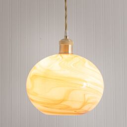 ValueLights Sookie Alabaster Marble Effect Glass Easy Fit Pendant Lamp Shade with LED Bulb in Cream