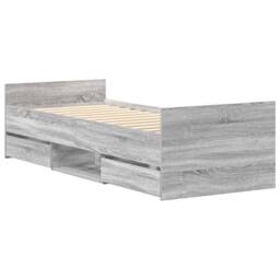 Berkfield Home Bed Frame with Headboard & Footboard Grey Sonoma 90x200 cm - thumbnail 8