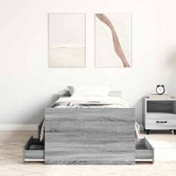 Berkfield Home Bed Frame with Headboard & Footboard Grey Sonoma 90x200 cm - thumbnail 4