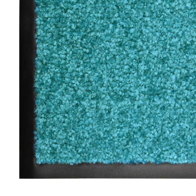 Berkfield Home Pliable Doormat Washable Cyan 90x120 cm in Aqua - image 1