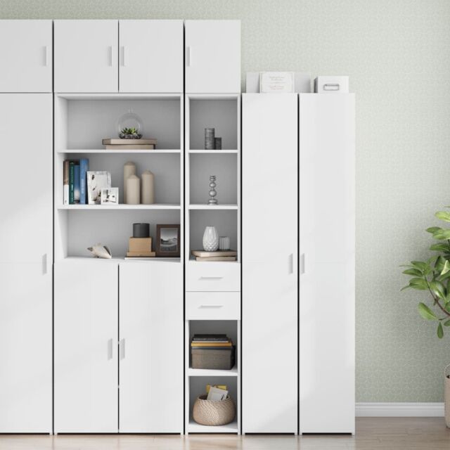 Berkfield Home Slim Storage Cabinet White 30x42.5x225 cm Engineered Wood - image 1