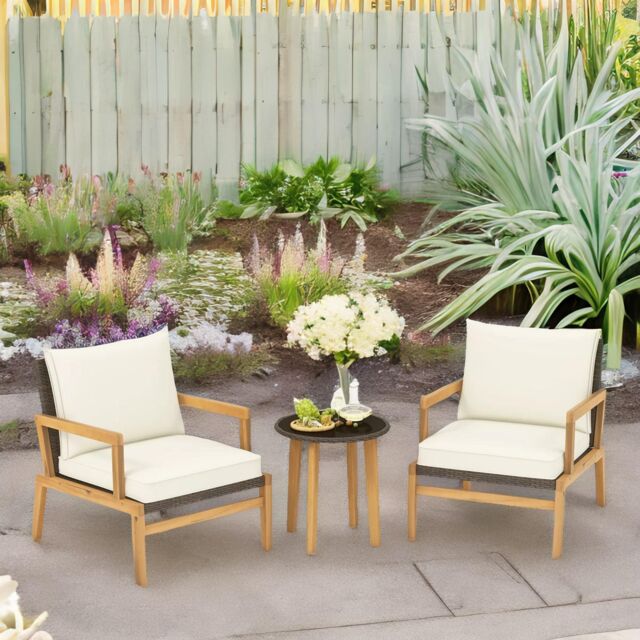 FURNOS Set of 3 Rattan Bistro Table & Chair in Natural - image 1