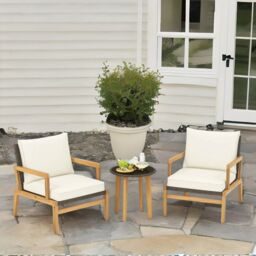 FURNOS Set of 3 Rattan Bistro Table & Chair in Natural - thumbnail 4