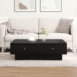 Berkfield Home Coffee Table Black oak Engineered wood 90 x 90 x 28 cm