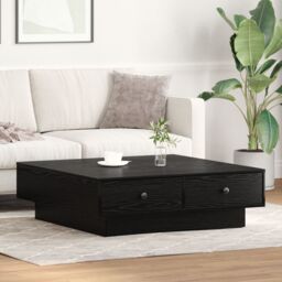 Berkfield Home Coffee Table Black oak Engineered wood 90 x 90 x 28 cm - thumbnail 4