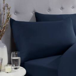 Smart Living Super Soft Warm Cosy Plain Dye Housewife Pillowcases Pair in Navy - Size: Standard Pillow Case - thumbnail 2