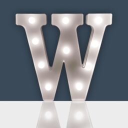 mysmartbuy Battery Powered 3D Letter W LED Light - Freestanding or Wall Mounted Alphabet Lighting Home or Party Decoration - H22 x W14 x D3cm in White - thumbnail 2