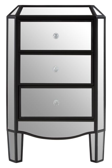 Orsina Glamorous Design 3 Drawer Mirrored Chest, Mirrored Surfaces Sturdy Chest, Ample Storage Chest Of Drawers in Silver - image 1