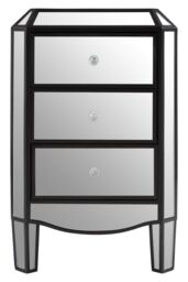 Orsina Glamorous Design 3 Drawer Mirrored Chest, Mirrored Surfaces Sturdy Chest, Ample Storage Chest Of Drawers in Silver
