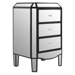 Orsina Glamorous Design 3 Drawer Mirrored Chest, Mirrored Surfaces Sturdy Chest, Ample Storage Chest Of Drawers in Silver - thumbnail 2